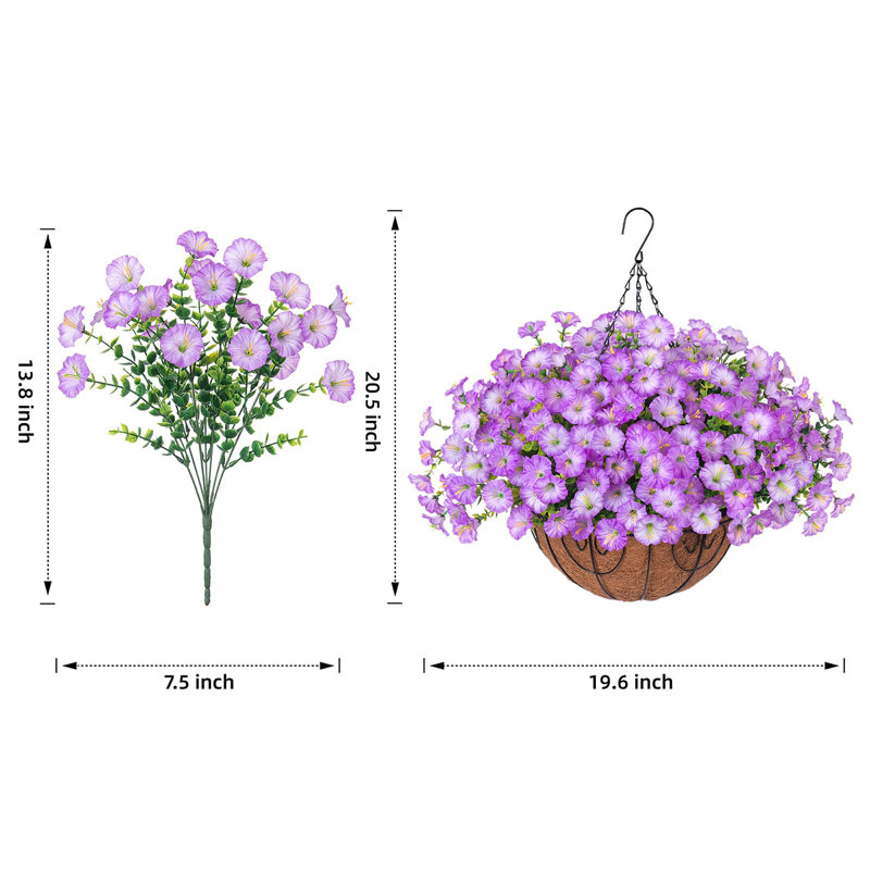 Panier à fleurs artificiel suspendu Eucalyptus, Purple 2