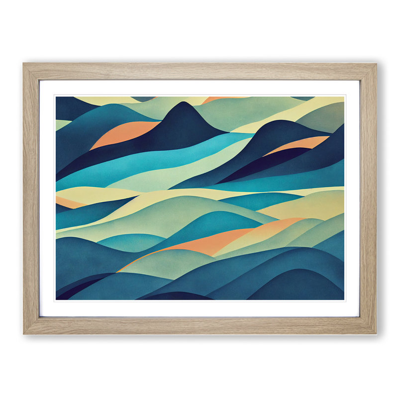 Showstopping Abstract Mountains - Framed Print, 25cm H x 34cm W x 2cm D, Oak