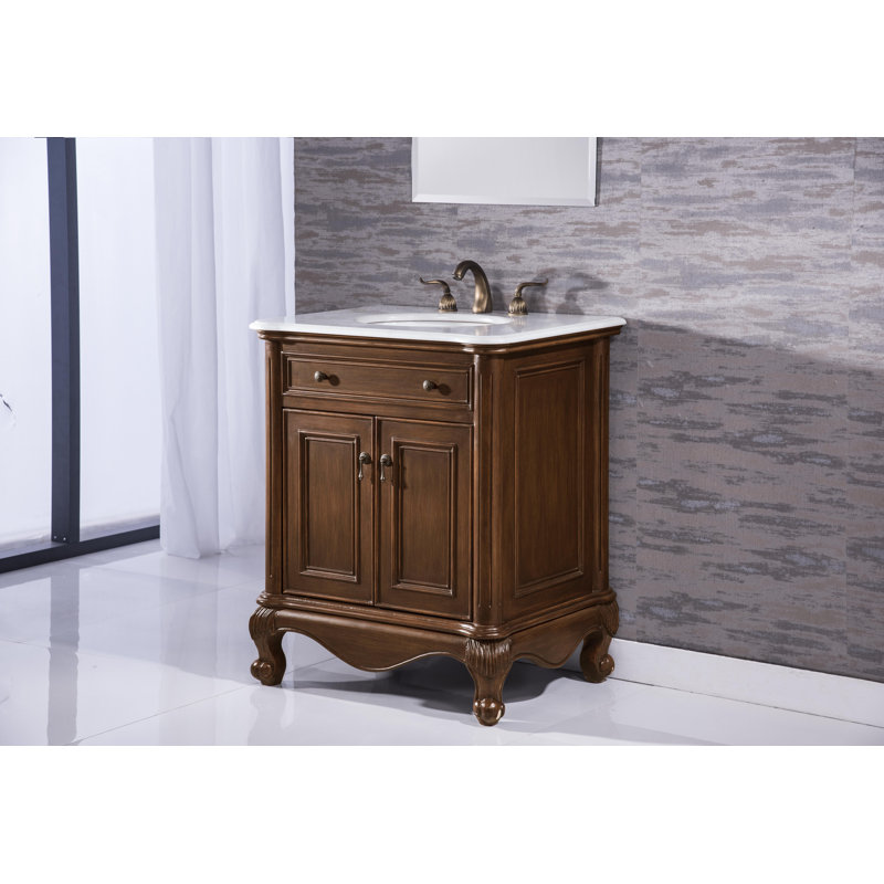 Ensemble de meuble-lavabo simple de 30 po Barrett, Brun, Blanc Ivoire