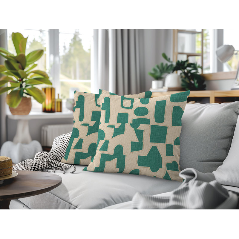 Coussin intérieur / extérieur réversible Jara, Teal, 20 x 20