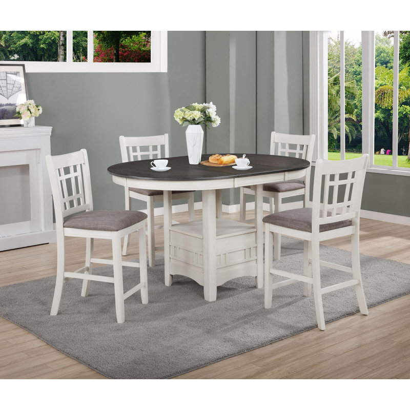 Extendable Four Leg Dining Set, White
