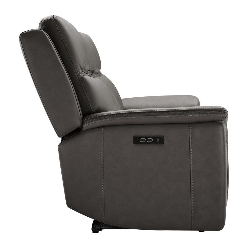 Canapé inclinable électrique en cuir véritable Meit, Cuir véritable gris foncé Impression