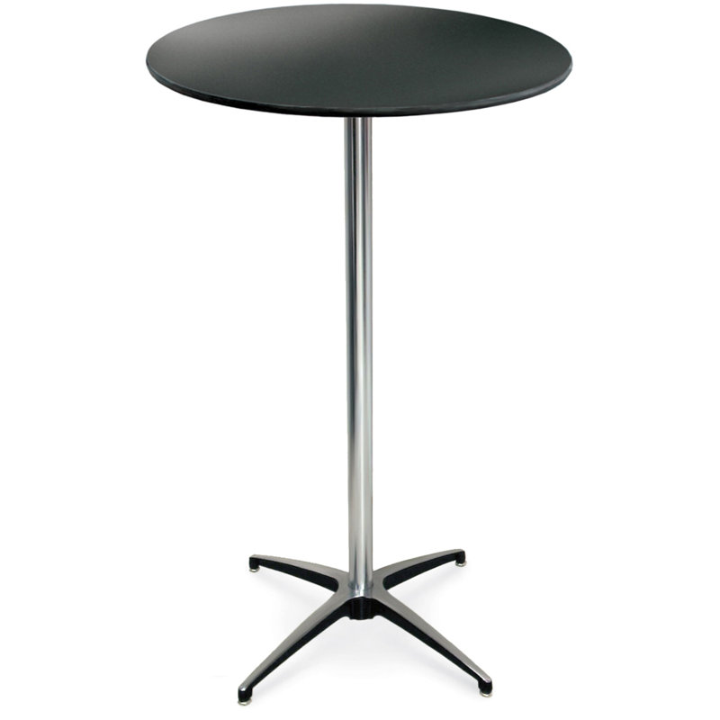 24" Top, Black Laminate, 42" Tall Pedestal Table