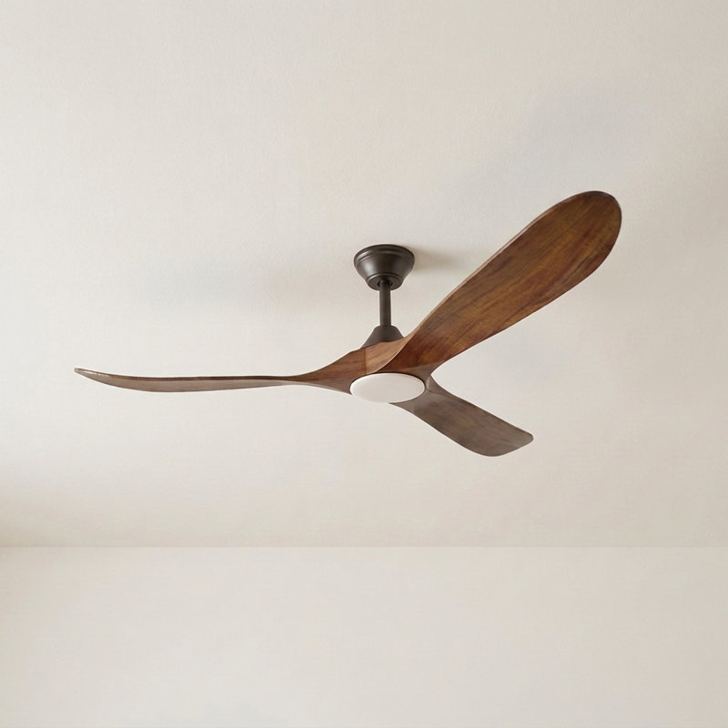 Modern Ceiling Fan With Light, Solid Walnut Wood 3 Blade Ceiling Fan ,dc Quiet Reversible Motor,smart App & Remote Control