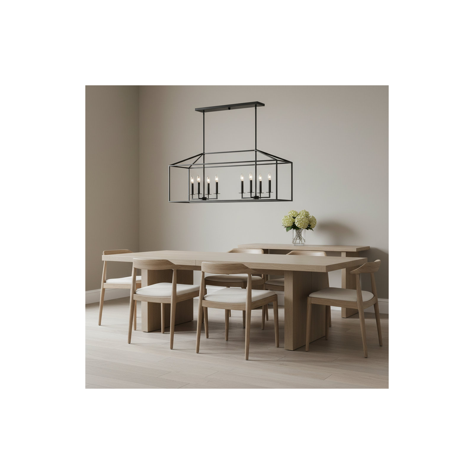 Ellis 8-Light Dimmable Metal Linear Chandelier, No, Midnight Black