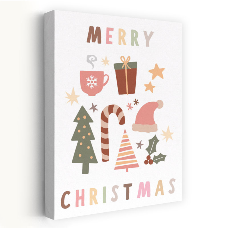 Cozy Christmas Collection Abstract Contemporary Christmas Tree Winter Landscape Wall Art Print 1 Piece Wrapped Canvas Wall Art