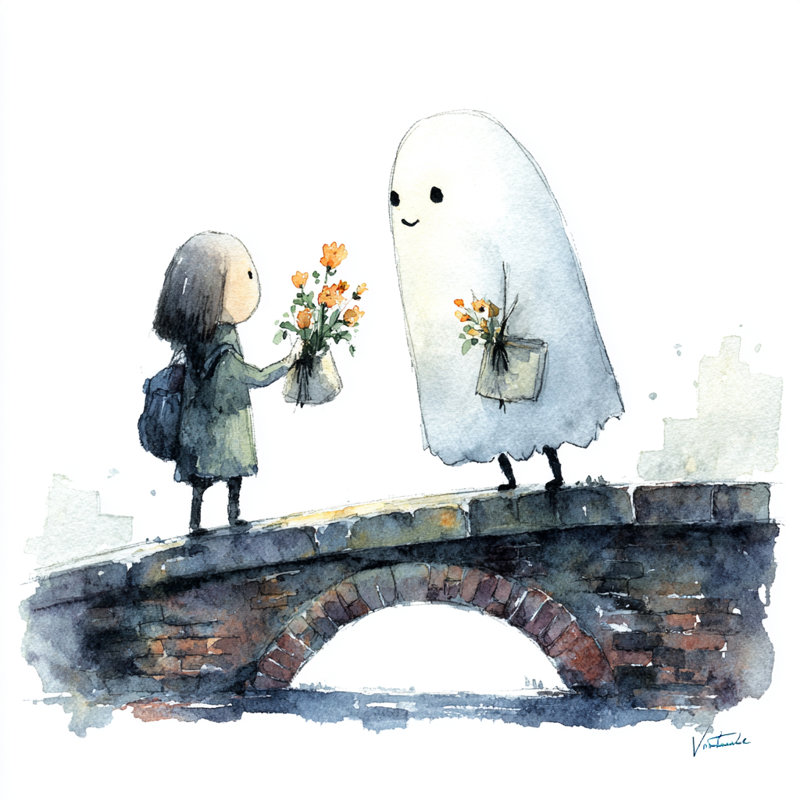 «Ghost and Girl Encounter», art mural sur toile tendue