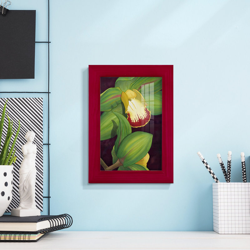 Lime orchidée II - impression d'un seul cadre photo, Cadre rouge, H 6 po x l 4 po x P 1 po