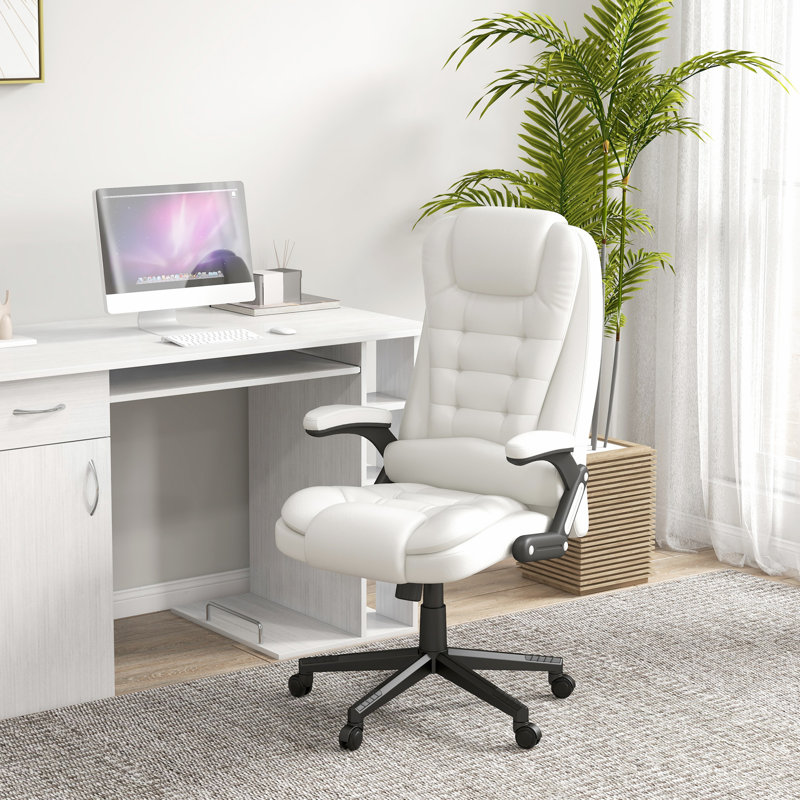 Fauteuil en cuir PU blanc avec massage par vibration et siège de soutien pour le dos