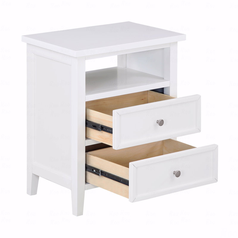 Table de chevet 2 tiroirs, Blanc