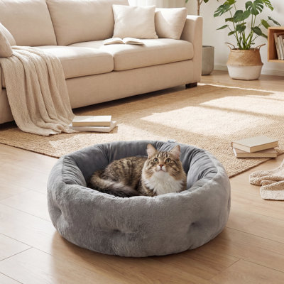 Faux Fur, Polyester Bolster Pet Bed