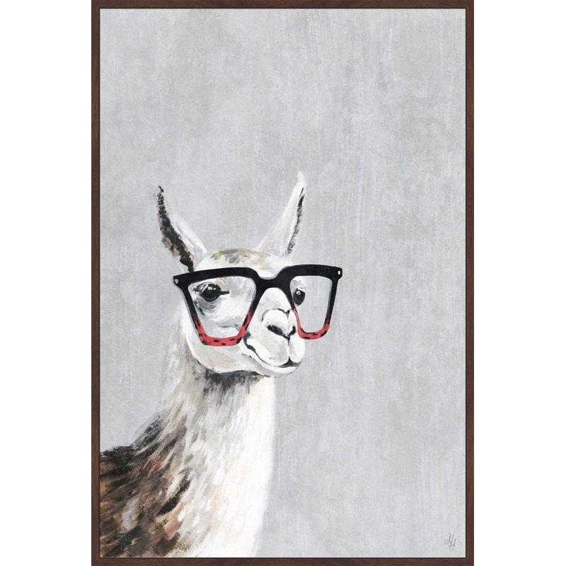 « smart llama iii », reproduction de peinture acrylique sur toile encadrée, H 18 po x l 12 po x P 1,5 po