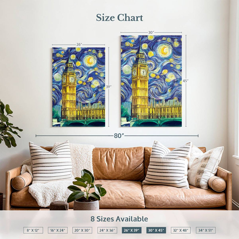 Aime Big Ben Starry Night, 39" H x 26" W