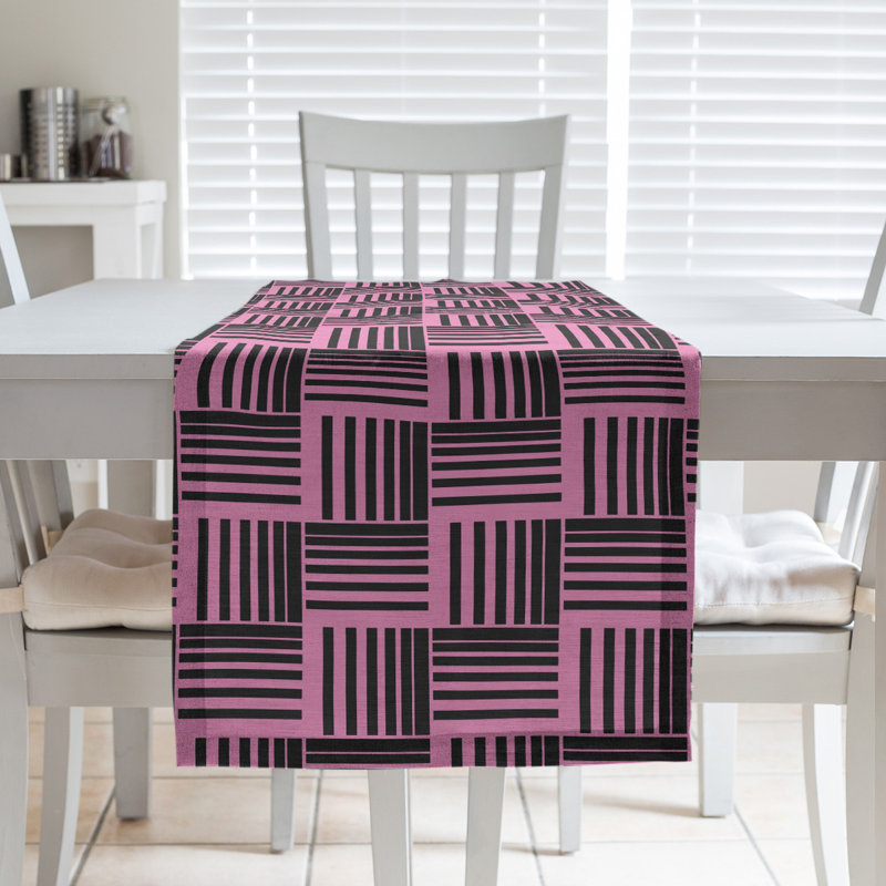 Fractured Stripes Table Runner, 16" x 72", Purple/White
