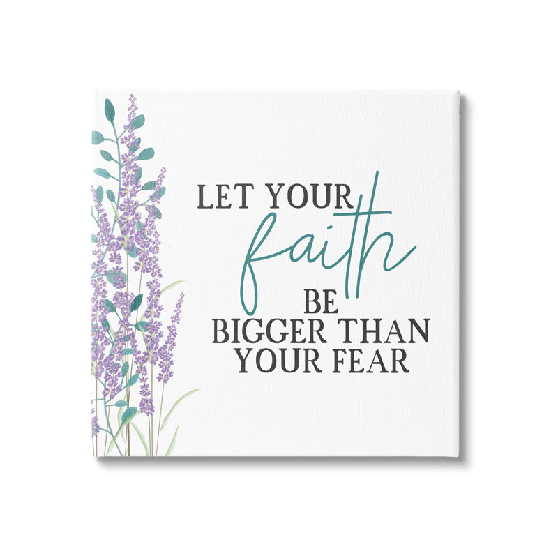 Faith Bigger Than Your Fear, art mural sur toile lavande par Kim Allen, H 30 po x l 30 po x P 1,5 po