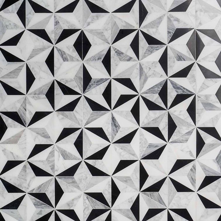 Phantasm Tuxedo Black and White Polished Marble Mosaic Tile Phantasm Tuxedo Black and White Polished Marble Mosaic Tile