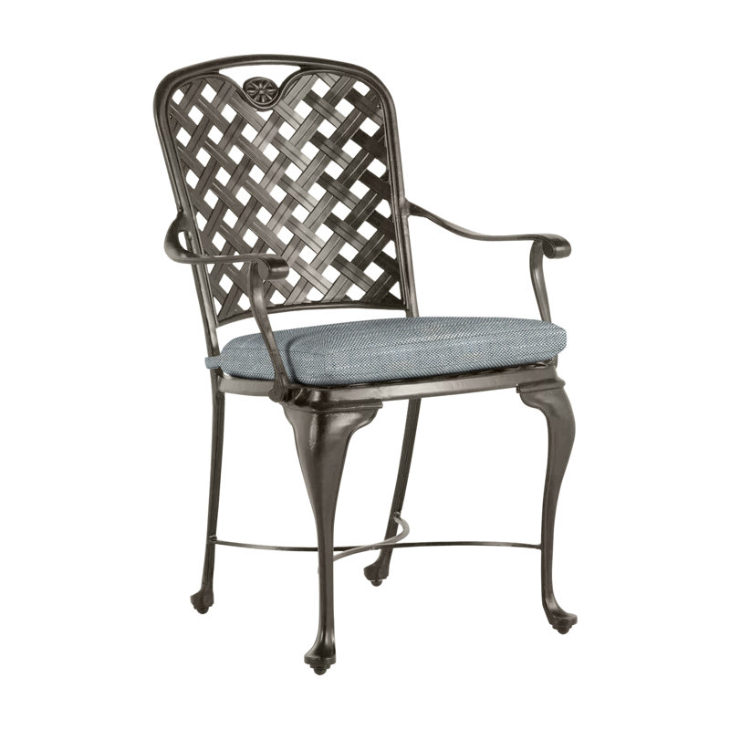 Provance Patio Dining Armchair with Cushion, Natural White, No Welt, Chalk