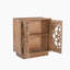 Mango Wooden 2 Shelved Double-Doored Cabinet Sideboard - Decorative Floral Lattice Design