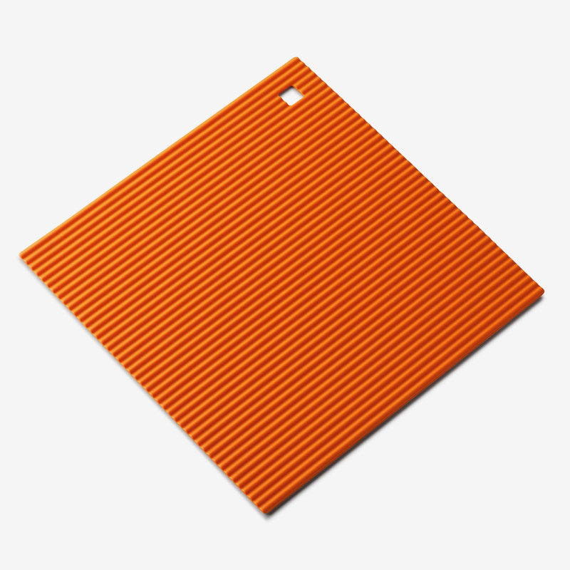 Silicone Square Trivet Mat, 22cm, Neon Orange