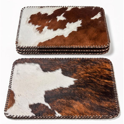 Ensembles de table tricolores en cuir de vache véritable - Paquet de 4
