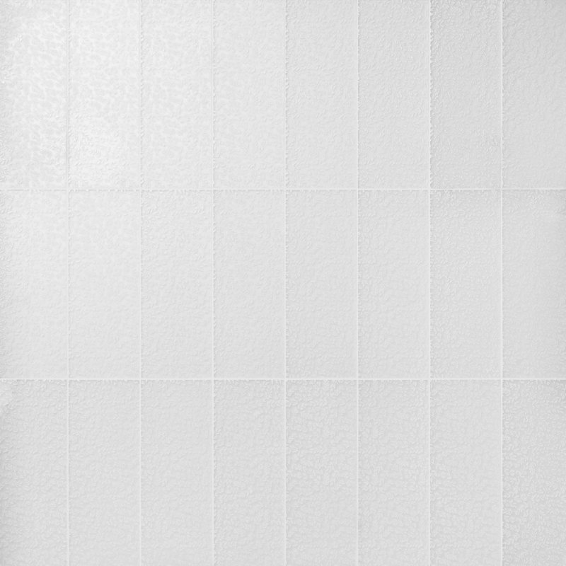 Sonya Flowers 6x16 Frosted Glass Tile, Pearl White