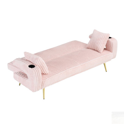 Straight Corduroy Sofa Bed with Adjustable Backrest, Minimalist Design for Living and Study Rooms