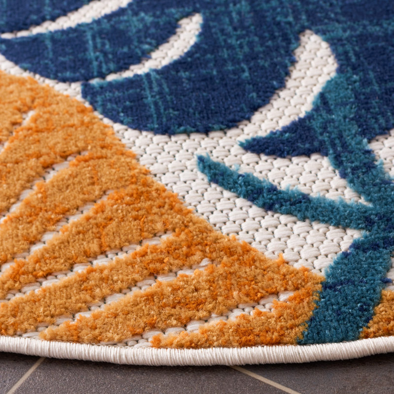 Anakin Performance Floral Indoor/Outdoor Area Rug, Round 6'7"