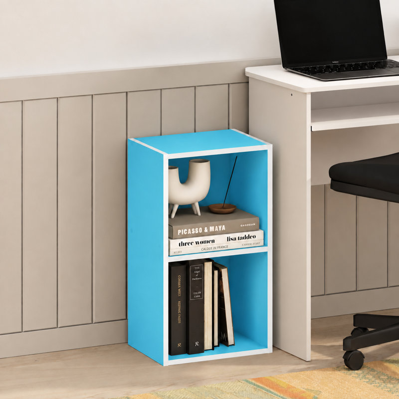 Bibliothèque standard Cannice, (2 tablettes) H 21,2 po x l 12 po x P 9,3 po, Bleu clair/blanc