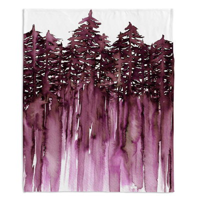 Couverture en sherpa doux en mauve forest trees