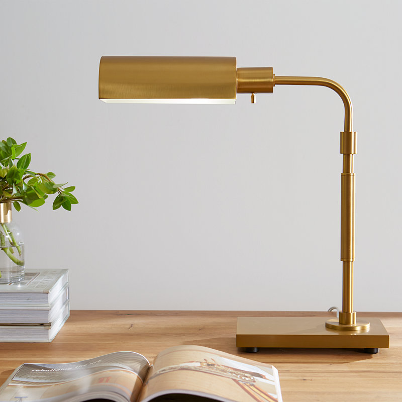 Tarpley Metal Desk Lamp, Burnished Brass