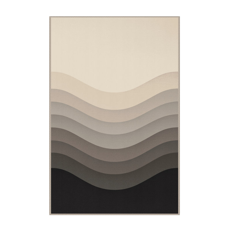 Machine Washable Ovaline Minimalist Ombre Rug in Beige – Beige Binding, 4x6