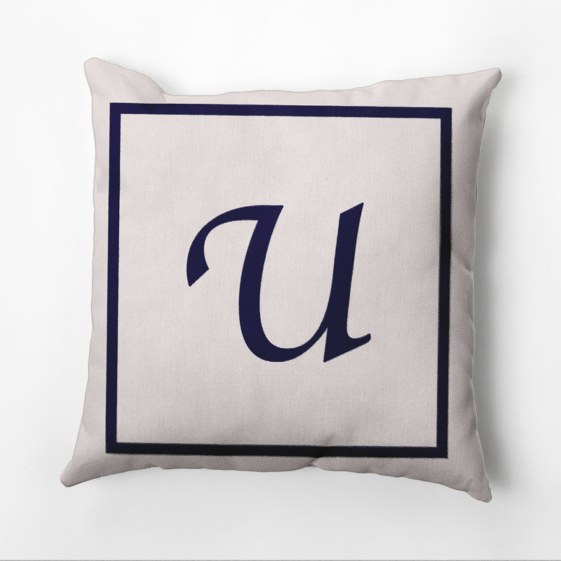 Reversible Throw Pillow, 16"x16", Navy Blue/White, U