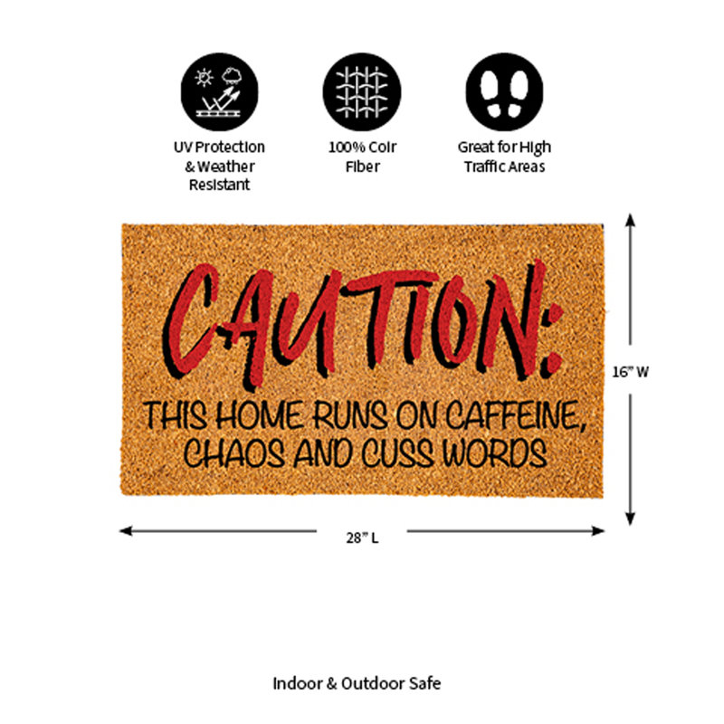 28" x 16" Nature Coir Mat, Caution
