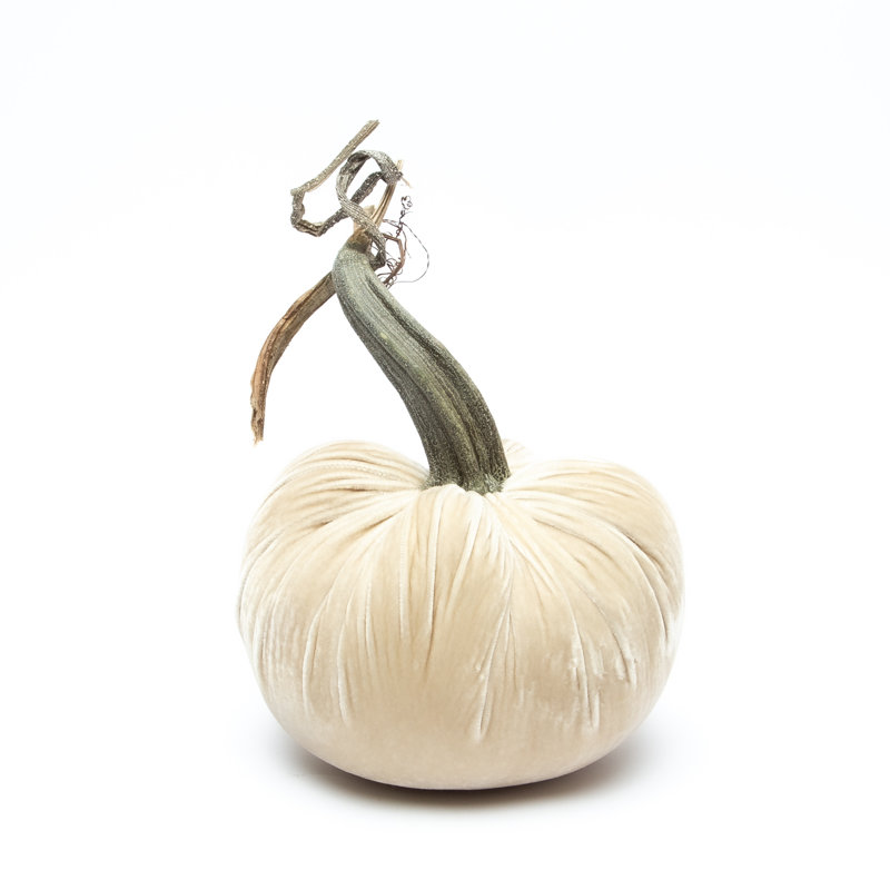 Cream Silk Velvet Pumpkin, 8" H x 6" W x 6" D