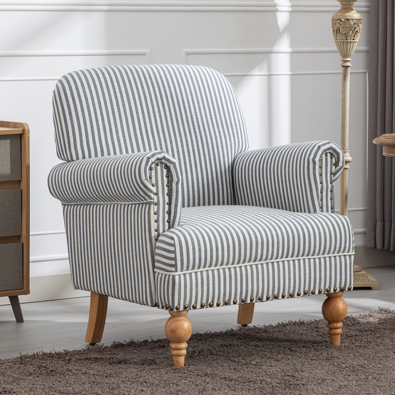 Fauteuil large de 31,5 po Tolna, Bleu rayé