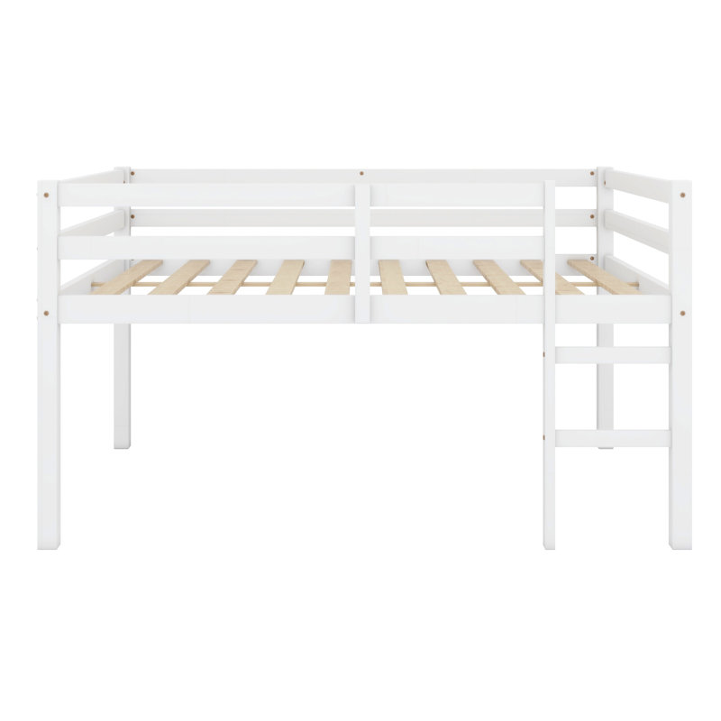 Lit mezzanine en bois avec échelle, Blanc