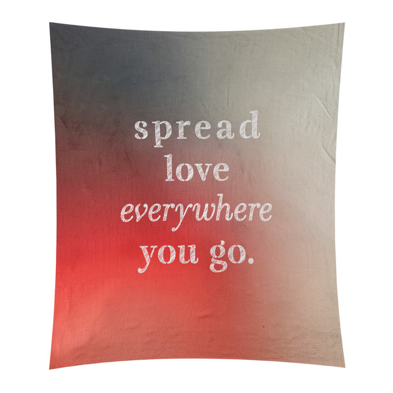 Tapisserie de polyester à l’quoted love quot, H 27,5 po x l 37,5 po, Blanc / Rouge