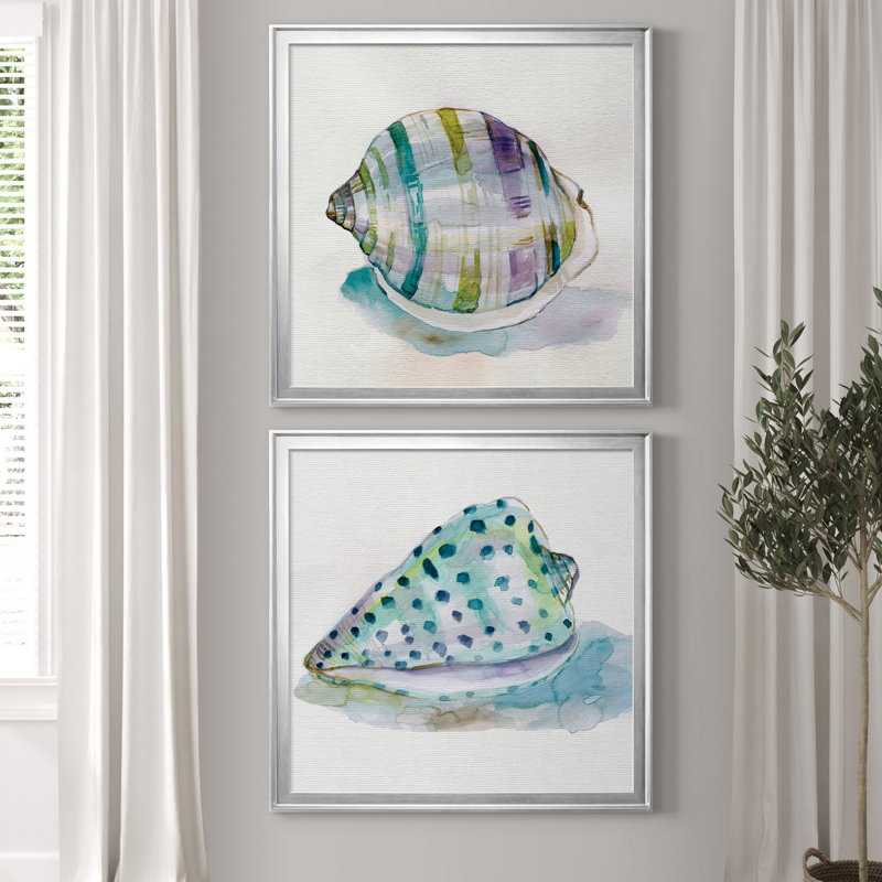 Malecon Shell III - ensemble de 2 reproductions d'art sur toile tendue, Pas de tapis, H 34,5 po x l 69 po x P 1,5 po