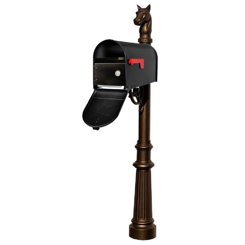 Aluminum Post Mounted Mailbox, Bronze