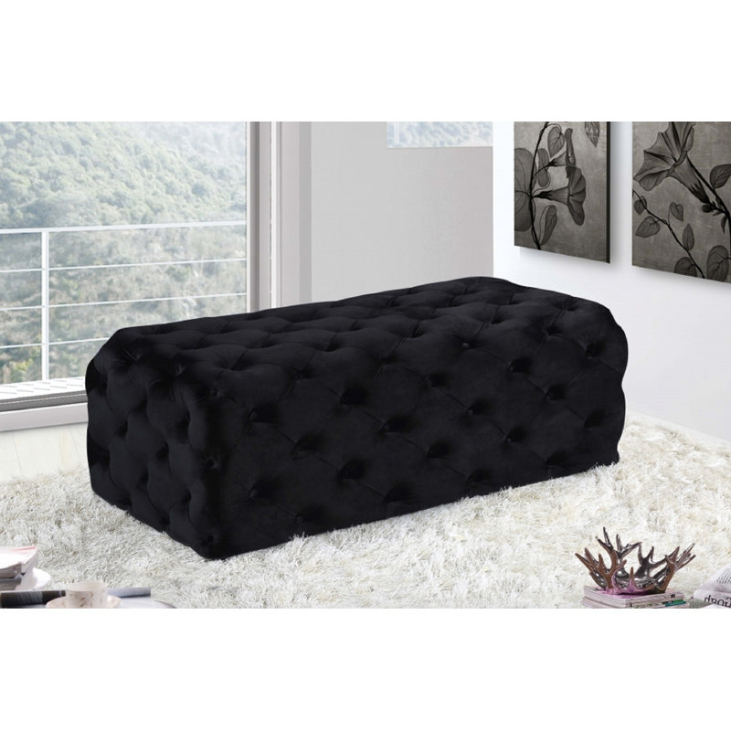 Cron 132cm Wide Tufted Rectangle Ottoman, Black