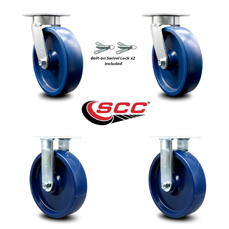 4 Piece Kingpinless Solid Poly Caster Set