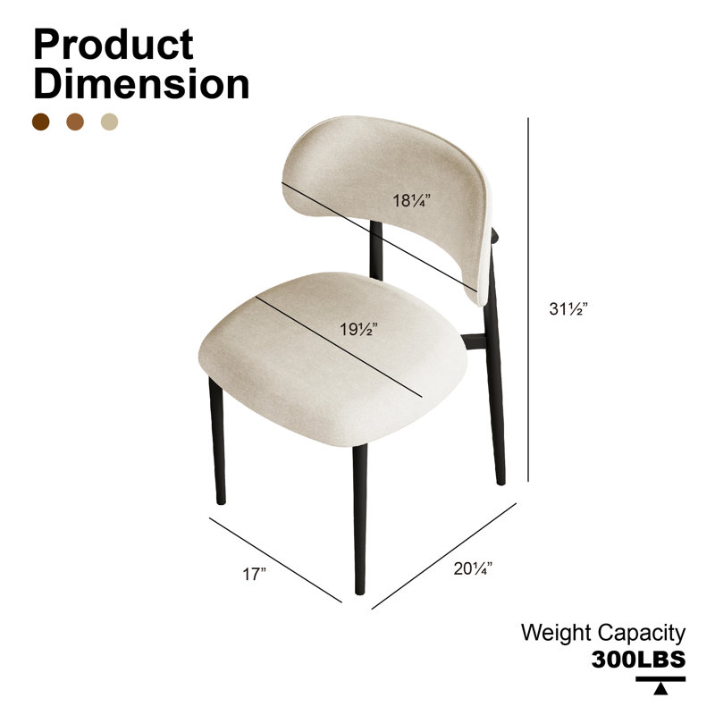 Ensemble de 2 chaises de salle à manger rembourrées Modern, Beige
