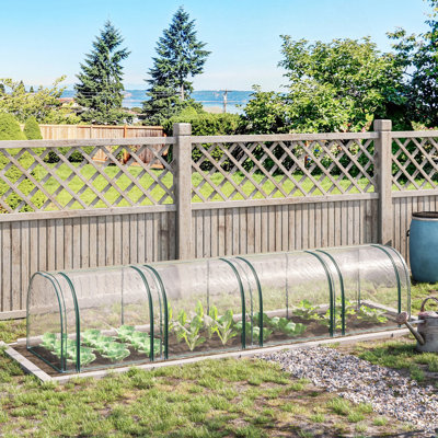 Mini Greenhouse, Portable 13' L X 3' W X 2.5' H Tunnels, 4 Roll-Up Zip Doors, UV Waterproof PVC Cover, Steel Frame, Green