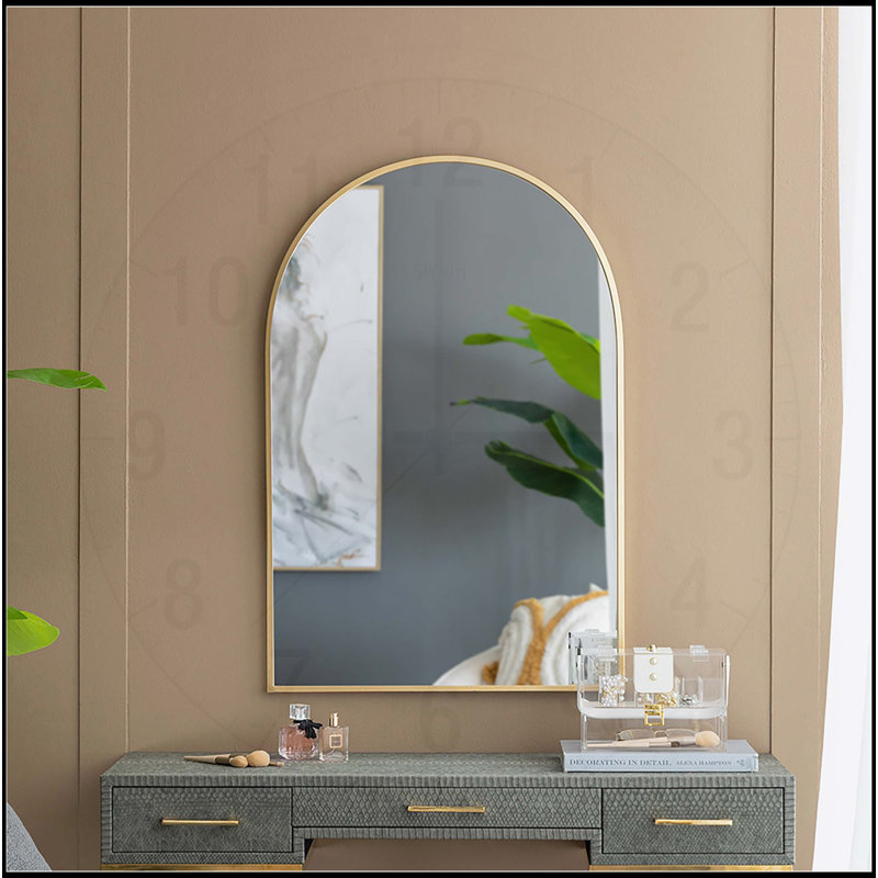 Elegant Arched Accent Mirror with Iron Frame, Versatile Wall Decor for Multiple Spaces, 36" x 24"