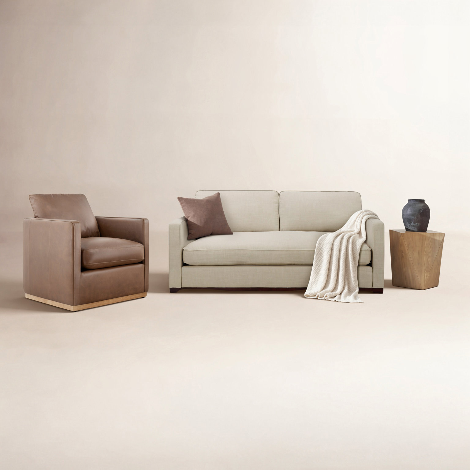 Bobbi 2-Piece Linen Living Room Set, Effie Flax