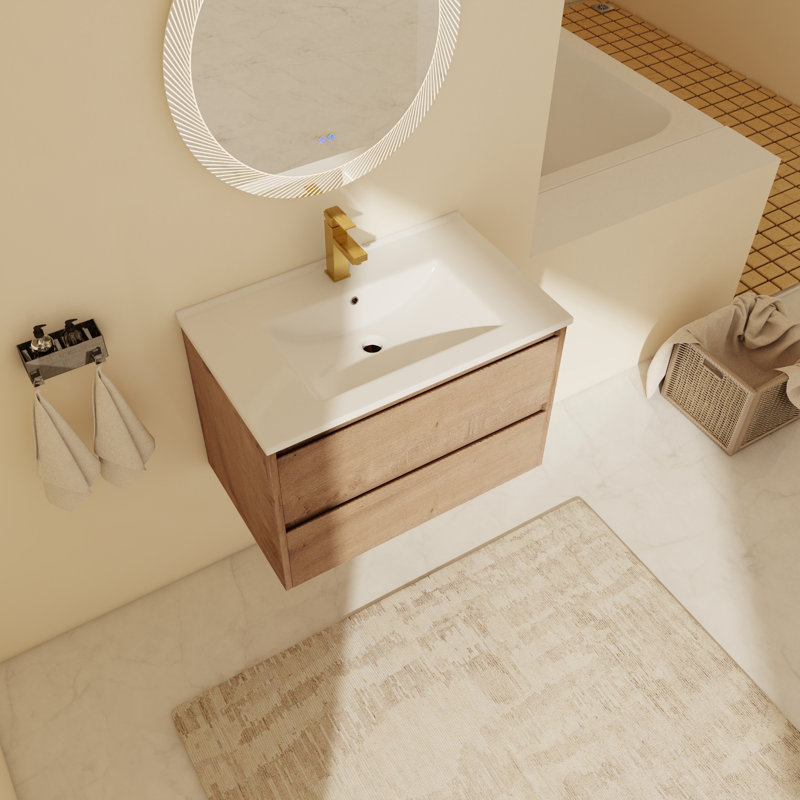 Meuble-lavabo simple mural avec plateau en céramique 29,93 po Alynne