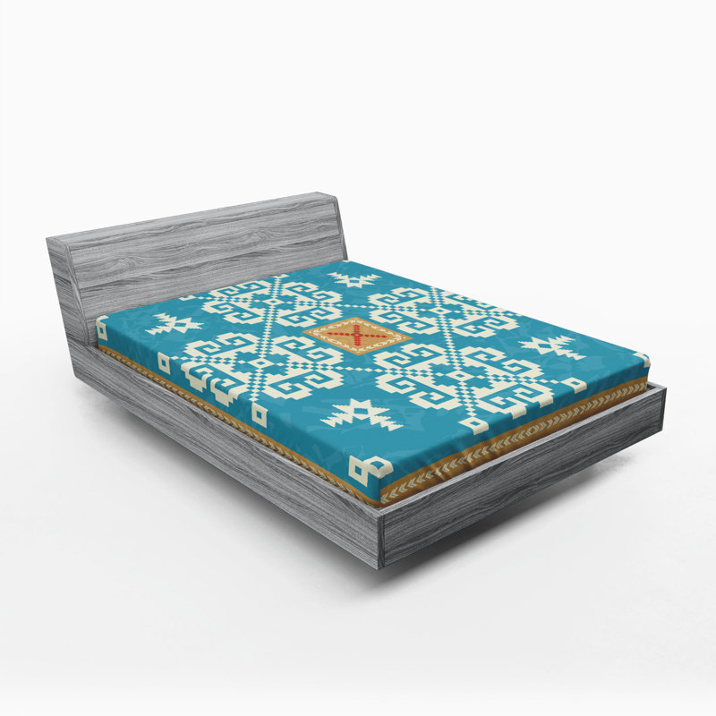 Microfiber Geometric Fitted Sheet, Queen Fitted Sheet