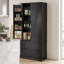 Armoire garde-manger cannelée moderne 72 po avec 2 tiroirs, 8 étagères à épices et 8 tablettes réglables, armoire de rangement autoportante pour la salle à manger, la salle de bain et le vestibule-130839298