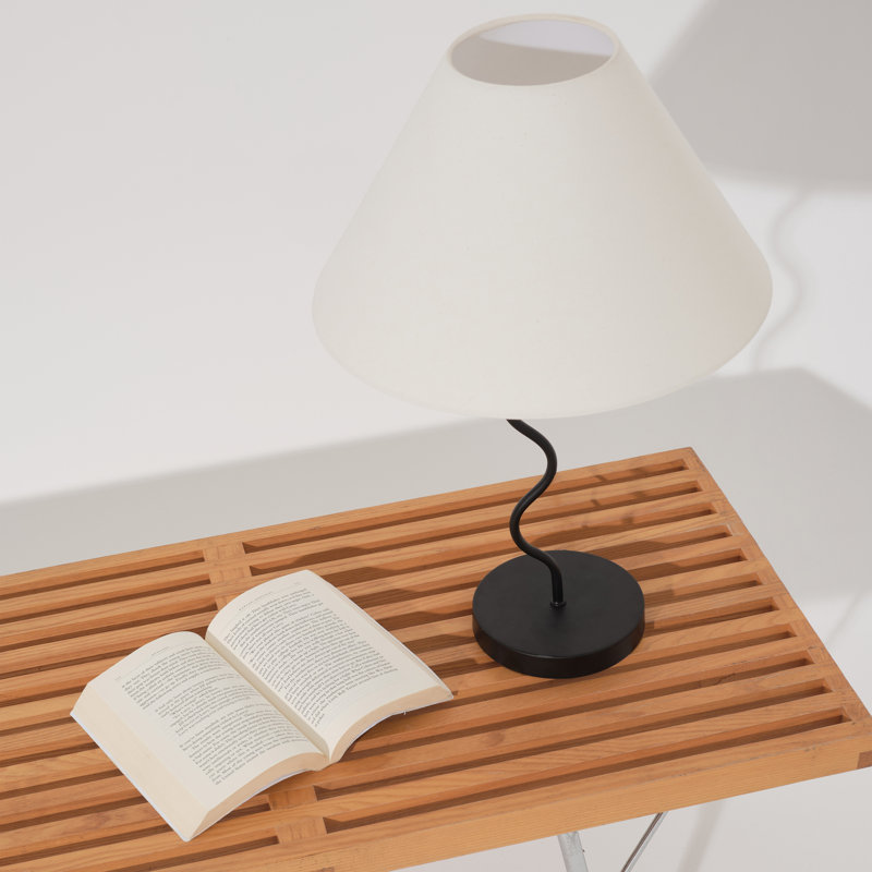 Squiggle 22" Black LED Table Lamp with Ivory Shade