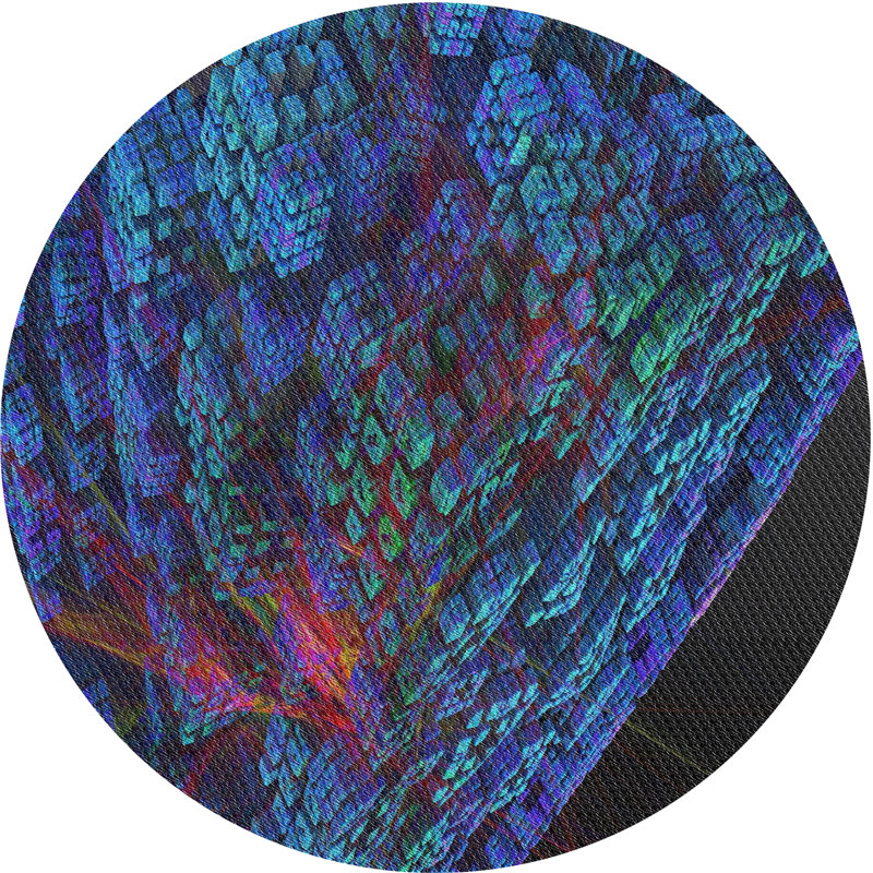 Tapis à tisser bleu/rose/noir, Rond 4 pi
